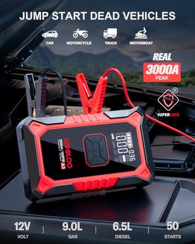 A3 12V 3000A Portable Jump Starter with Air Compressor