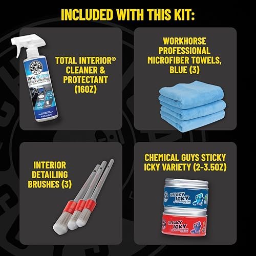 Interior Car Cleaning Kit, Cleaner, Brushes, Gel & Bag