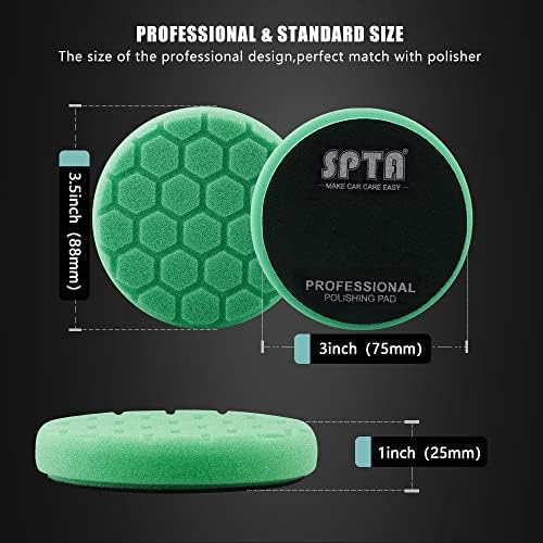 SPTA 75 mm Polishing Pad Hex-Logic Polishing Sponges Wax Sponges Car Polishing Sponge Pad Polishing Pad Sponge Polishing Foam Set for Eccentric Polishing Machine Grinder