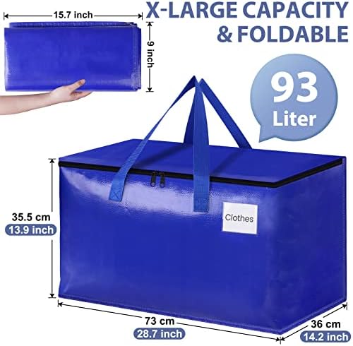 Moving Bags, Moving Boxes, 93L 6-Pack Sotrage Bags Totes, Blue