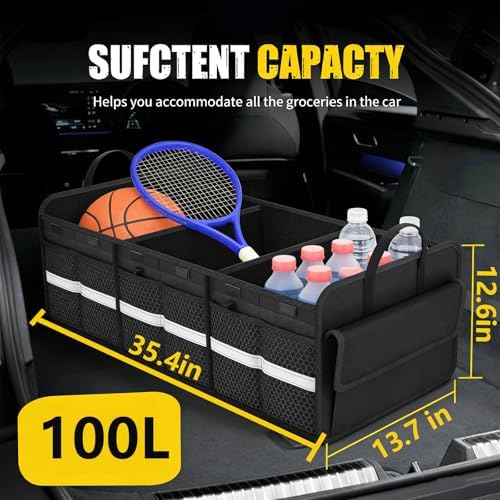 100L Car Trunk Organizer,Foldable Organizer for SUV & Sedans