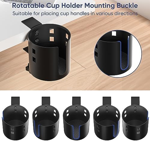 Deeper Anti-Spill Large Desk Cup Holder Clamp,Metal Table Cup Holder(Black)