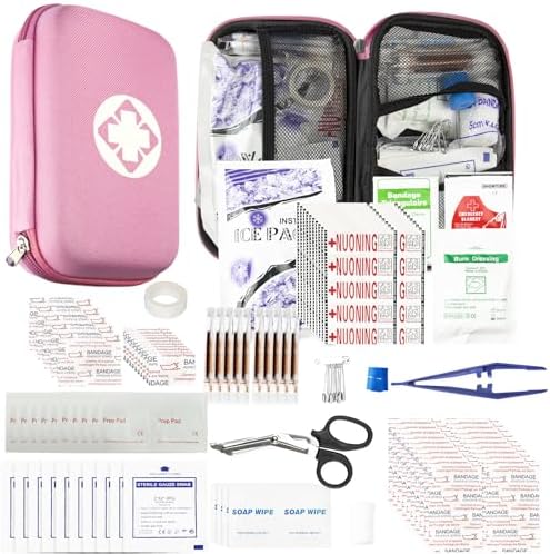 First Aid Kit 277PCS Car Home Camping Essentials Pink Emergency Kit