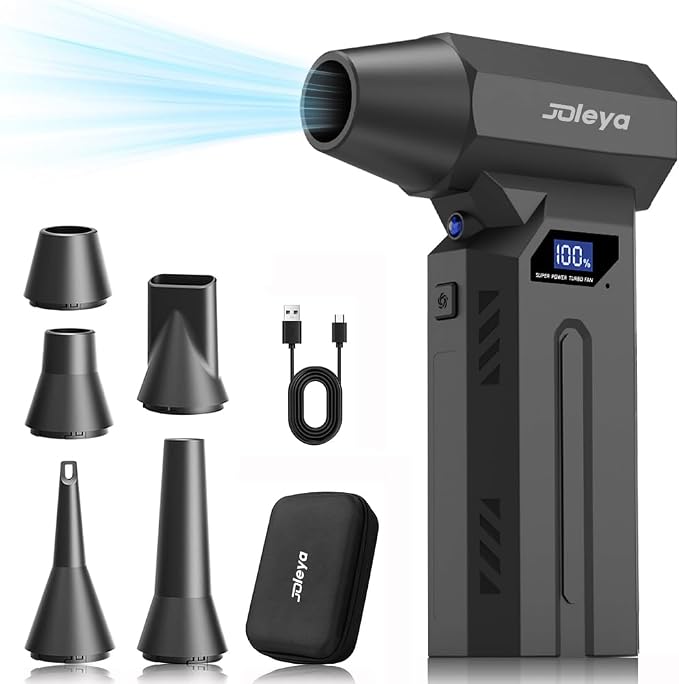Portable 150W High Speed Turbo Fan air Duster ,130,000RPM led Display 4 Levels Wind Speed and Power, Blowing and Inflati