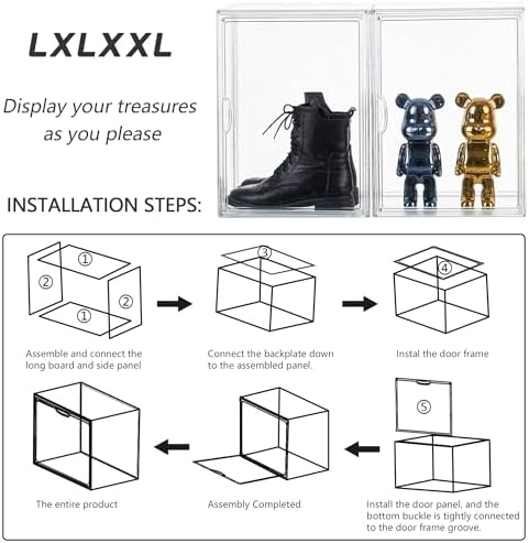 Clear Acrylic Display Case, Stackable Plastic Storage Bins, X-Large