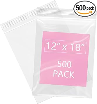 iMailer - 500 Pcs- 12" x 18" Reclosable Plastic Zip Poly Bags 2 Mil - Clear Zip Bag for Clothing, T-Shirts, Pants