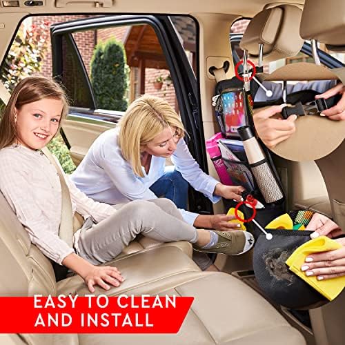 Backseat Car Organizer, Kick Mats Back Seat Protector with Touch Screen Tablet Holder, Back Seat Organizer for Kids with 9 Storage Pockets (2 Pack, Violet)
