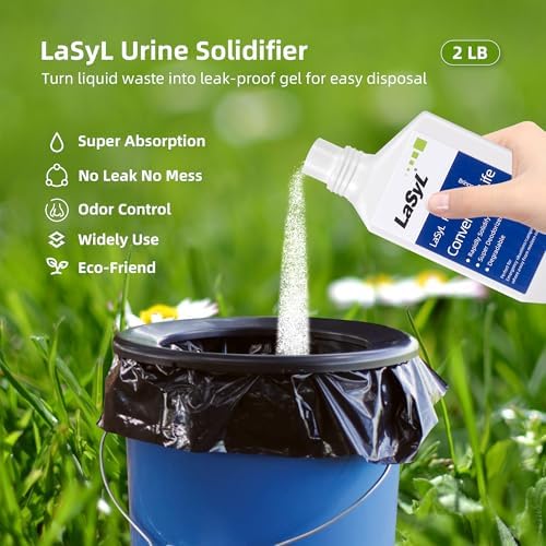 Super Absorbent Powder - 50/100/200 use, Solidify & Gel Urine in 1 Min, Deodorizer - Easy to Port Waste Liquid - for Camping Portable Toilet, Urinals, Bedside Commodes, Pet Potty etc