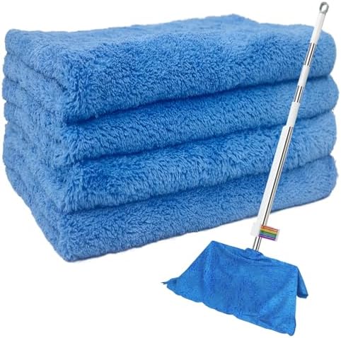 4 Pcs Extra Large Microfiber Cleaning Cloth, 30"x20" Washable Reusable Floor Cloth for Squeegee Mop House Floor Kitchen Car Window Highly Absorbent, Lint and Streak Free