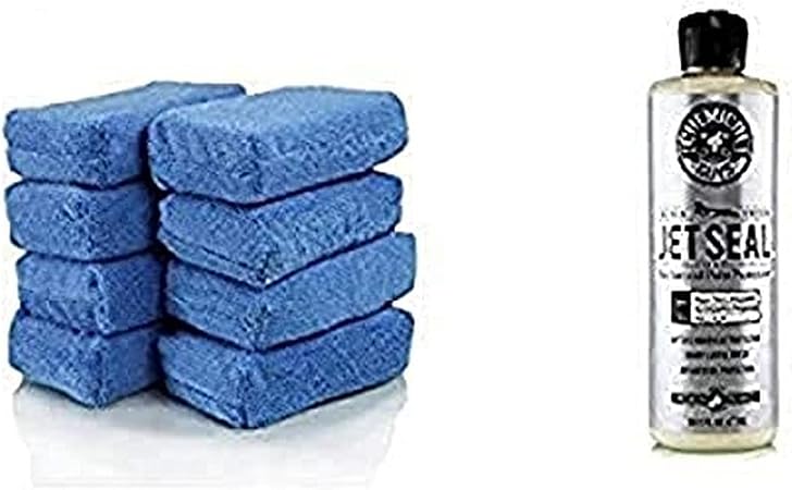 Chemical Guys MIC_292_08 Premium Grade Microfiber Applicators, Blue (Pack of 8) and Chemical Guys WAC_118_16 JetSeal Ant
