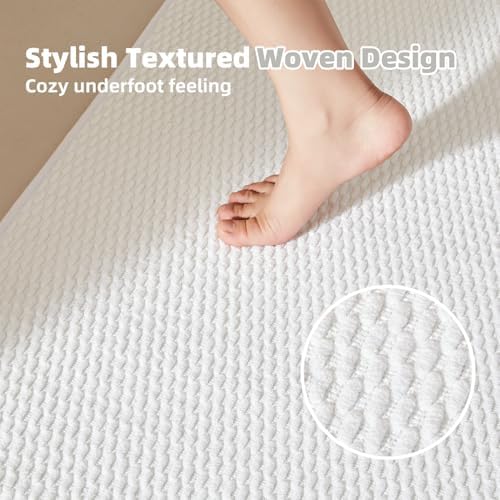 Bathroom Rugs Non Slip Washable, Super Absorbent Thin Bath Mat Small Quick Dry Low Pile Bathroom Rug, White 16"x24" / 1'4" x 2'
