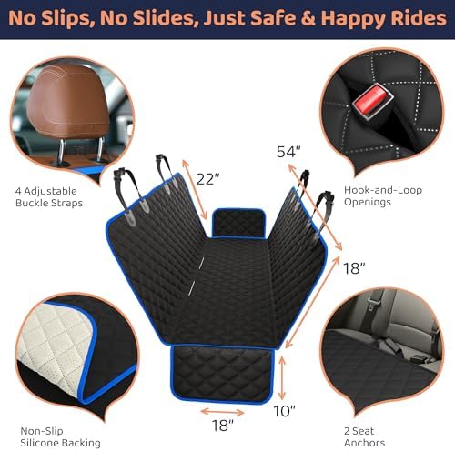 Dog Car Seat Cover for Back Seat, Dog Hammock for Car, SUV, Truck & Tesla