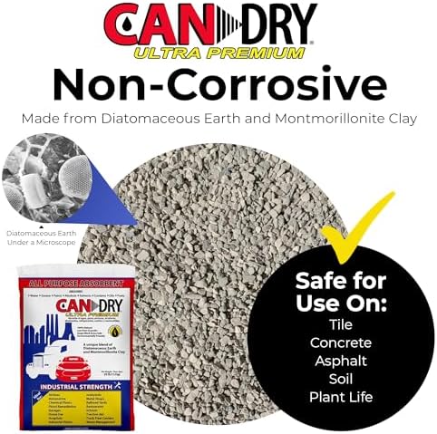 Can Dry Ultra Premium All Purpose Absorbent Granules, 25lbs - Spill Cleanup & Odor Control - Diatomaceous Earth & Montmorillonite Clay - Home, Garage, Industrial & Automotive Use