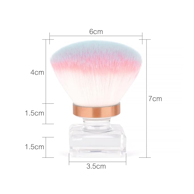KADS Nail Dust Brush Makeup Brush Flower Shape Crystal Base Nail Cleaning Brush Manicure Pedciure Brush Tool (Two Brown Flat Head)