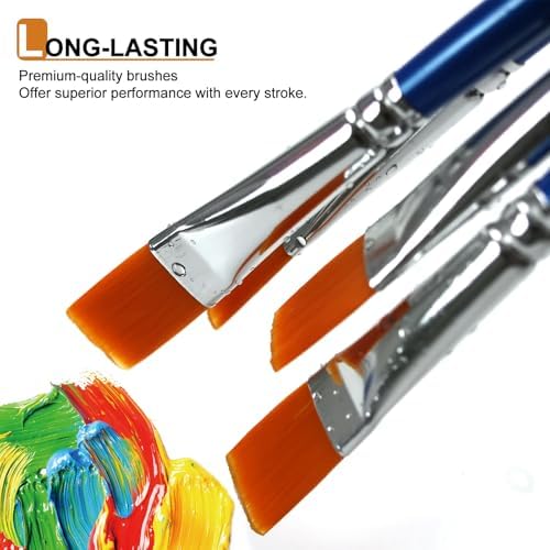 1/2 Inch Flat Paint Brush Set, 40 Bulk Acrylic Paint Brushes