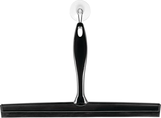 iDesign Bathroom Shower Squeegee with Wall Hook - Black/Clear