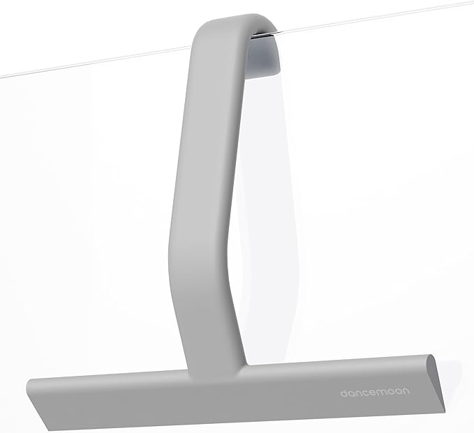 dancemoon JustHang Shower Squeegee for Glass Doors, All-One-Piece Award-Winning Silicone Squeegee with Built-in Hook for Bathroom, Window, Mirror, Tile Wall, Car, Streak-Free Cleaner Tool,10-Inch Gray