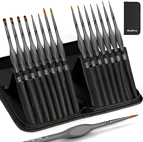 15 PCS Fine Detail Paint Brushes Set with Nylon Brush Case