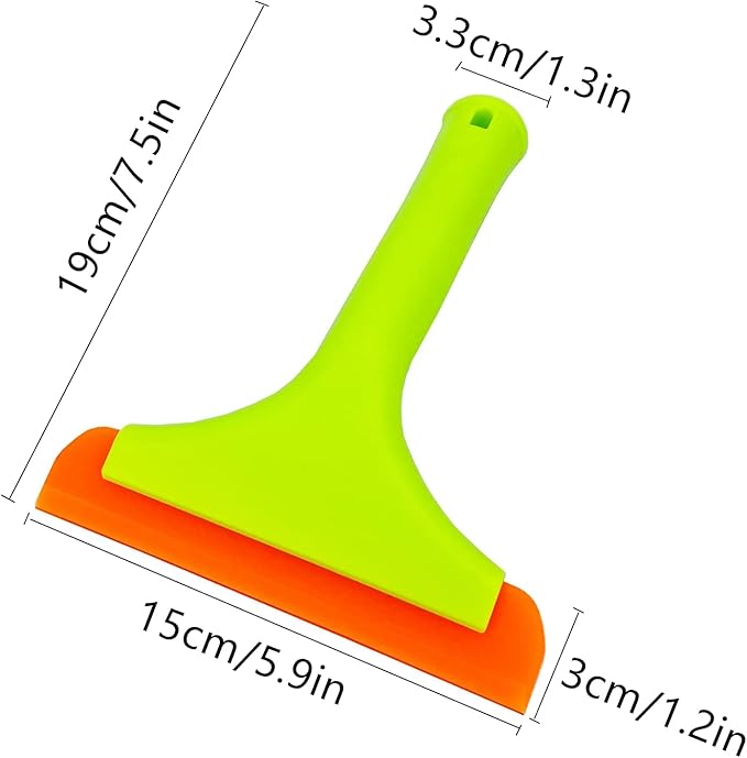 Super Flexible Silicone Squeegee, Auto Water Blade, Water Wiper, Shower Squeegee, 5.9'' Blade and 7.5'' Long Handle, For Car windshield, Window, Mirror, Glass Door