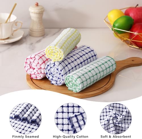 Cotton Terry Kitchen Towels and Dishcloths Set of 8, Mixed Color