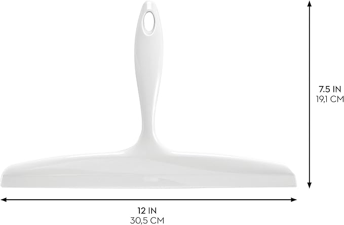 iDesign Bathroom Plastic Shower Squeegee with Wall Hook - White