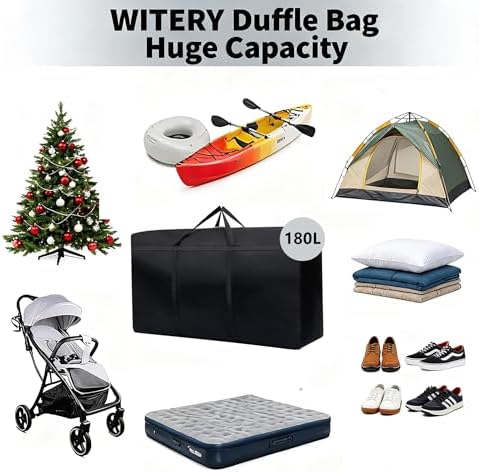 2 Pack 180L/47.5 Gallons Extra Large Storage Bags Jumbo Duffle Bag for Travel Moving Totes Boxes Heavy Duty Stronger Handles Zippers Reusable Storage Totes for Bassinet Clothes Blankets