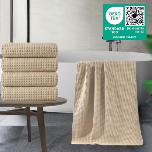 430 GSM Poly Blend Microfiber Quick Dry Waffle Bath Towel, 30x60 in