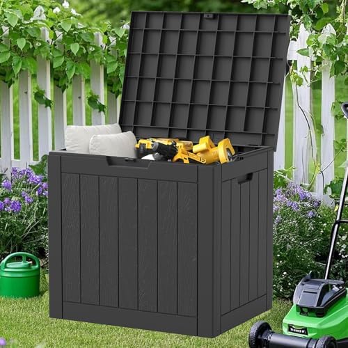 35 Gal Outdoor Storage Box Waterproof Lockable,Deck Box,Black