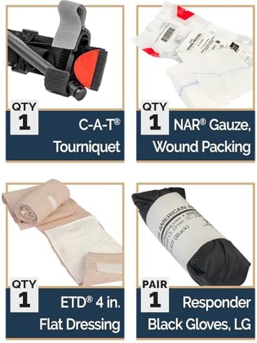 Individual Patrol Officer Kit IPOK (Gauze) NAR Compact First Aid with C-A-T Tourniquet, ETD, Gauze, Gloves (80-0167)