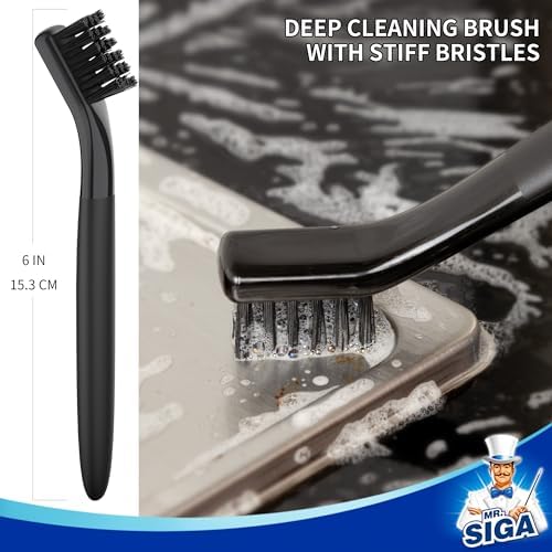 Grout Cleaner Brush Set, Detail Cleaning Brush Set for Tiles, Sinks, Drains, Grout Brush for Edge, Crevice Cleaning (Pack of 2)