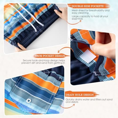 Boys Swim Trunks 3 Pack Quick Dry UPF 50+ Bathing Suit 5-16 Years