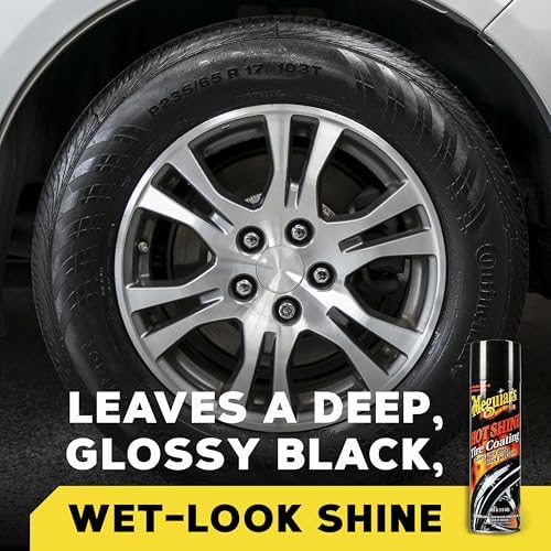 Hot Shine High Gloss Tire Coating, 6 Pack (6 x 15 oz = 90 oz Total) Aerosol Tire Shine Spray for Deep Black Wet Look Tires on Cars Trucks and SUVs After Car Wash Detailing