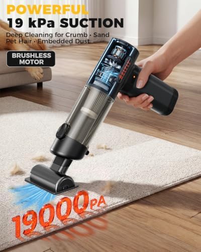 FT55 Portable Car Vacuum with Removable Battery 19kPa Suction Power