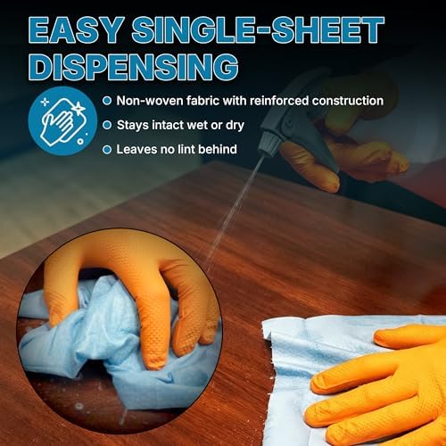 Lint-Free Cleaning Towels | Heavy Duty, Solvent Resistant Wipes for Auto Body & Industrial Prep | 100 Pack, 9" x 17", Blue 26019