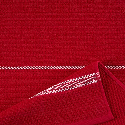 Modern Waffle Kitchen Towel Set 6-Pack, Red, 16"x28"