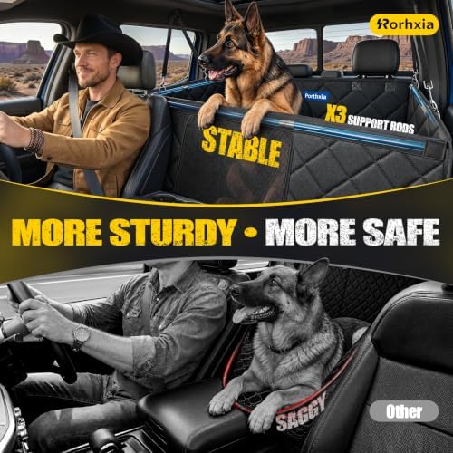 XL Dog Truck Seat Cover for Back Seat with 3 Support Rods