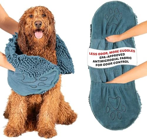 Dog Gone Smart The Dirty Dog Shammy Bath Towel - Pacific Blue, 31×13 in