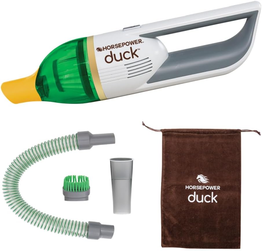 Duck Compact Cordless Vacuum, Ultra-Powerful Upgraded Battery for Extra-Long Run Time, AS SEEN ON TV, Strong Suction, Easy to Store, Portable & Rechargeable. Home & Auto (Duck Gold)