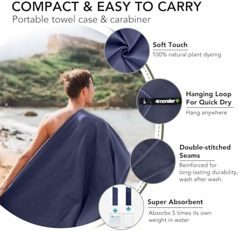 Quick Dry Microfiber Towel, Camping & Travel & Gym Towel with Case