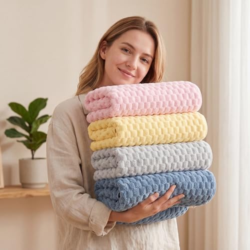 4 Pack Microfiber Bath Towels, Quick Dry, Super Soft, Large 27"x55"