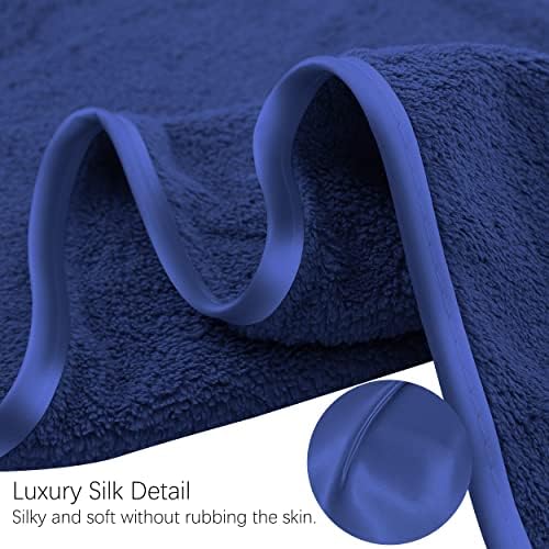 Luxury Silk Hemming Towel Set - Light Thin Quick Drying - 2 Bath Towels 2 Hand Towels 2 Washcloths - Ultra Soft Microfiber Towel for Bath Fitness, Sports, Yoga, Travel (Navy Blue 6 Pieces)