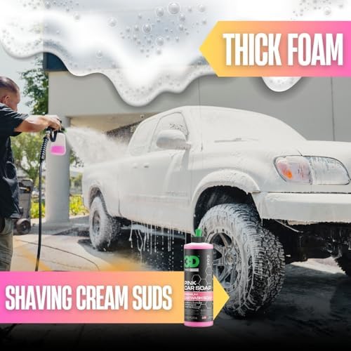 Pink Car Wash Soap, 1 Gallon – High Suds pH Neutral Car Shampoo, Cherry Scent, Safe for Ceramic Coatings, Wax & Sealants, Leaves a High Gloss Finish