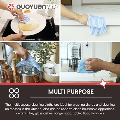 Disposable Cleaning Cloths Roll Disposable Dish Cloth Multi-Purpose Heavy Duty Paper Towels-200 Sheets,Blue
