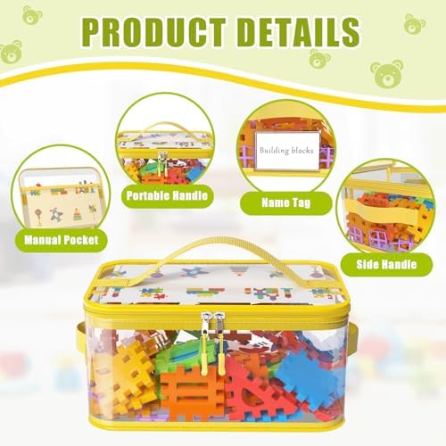 8 Packs Large Clear Toy Storage Bags with Double Zipper & Handles, L