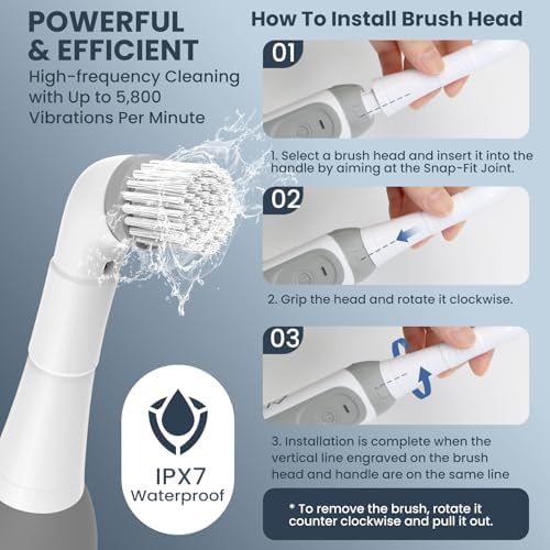 Cordless Rechargeable Power Scrubber Brush, White