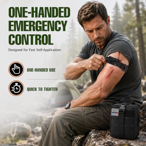 246 Piece First Aid Kit with Tourniquet and MOLLE Pouch, Portable Emergency Supplies and Survival Gear for Camping, Hiking, Travel, Car and Home, Black