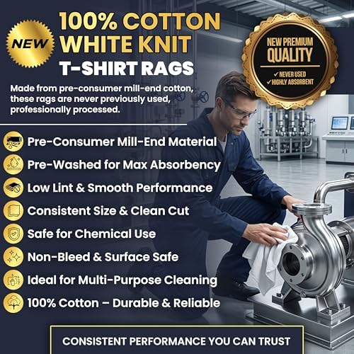 New White T-Shirt Cleaning Rags (2 lbs. Bag) – White Cotton Rags for Cleaning, Staining, Painting, Oil, Grease & Dust Removal – Shop Rags Bulk for Multipurpose use