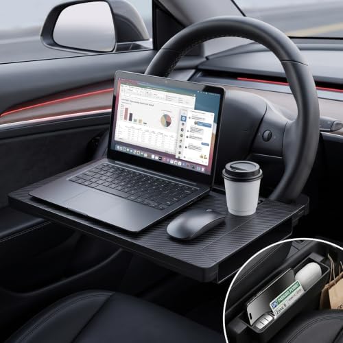 2-in-1 Steering Wheel Desk & Seat Gap Storage, Adjustable Mounting Arms