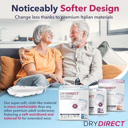 Super Overnight Underwear, Soft Cloth-Like Adult Diapers, Overnight Disposable Incontinence Protection - Medium (Pack of 14)