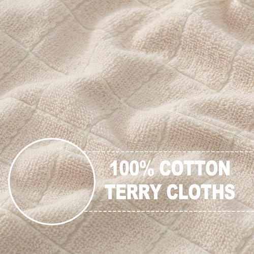 100% Cotton Terry Kitchen Towels, 4 Pack, Beige